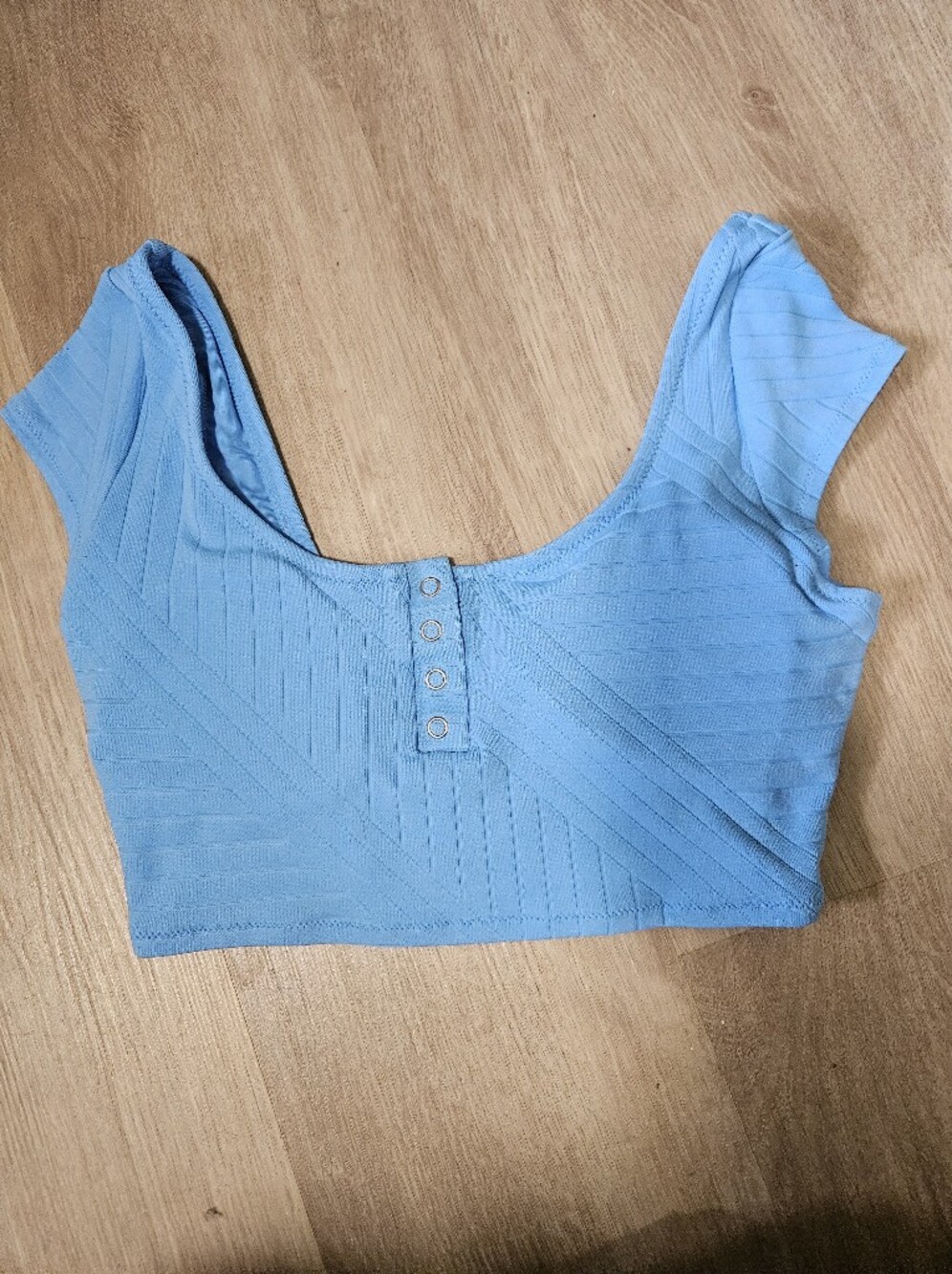 Aerie XO Ribbed Cropped Bikini Top| Vinyl Blue | Size Small